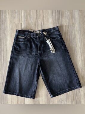 Y2K Indigo Thirty Shorts Black Denim Baggy Mens 38 NWT Hip Hop Grunge Skater